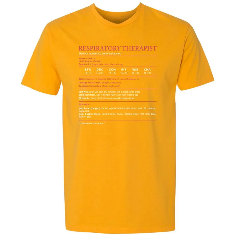 Respiratory Therapist Premium Unisex T-Shirt - Gold - 12