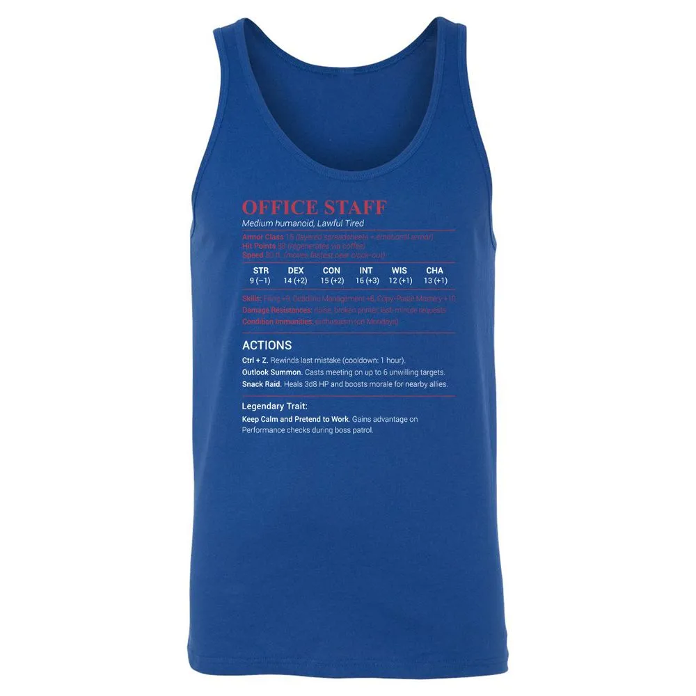 Office Staff Unisex Jersey Tank - True Royal - 13
