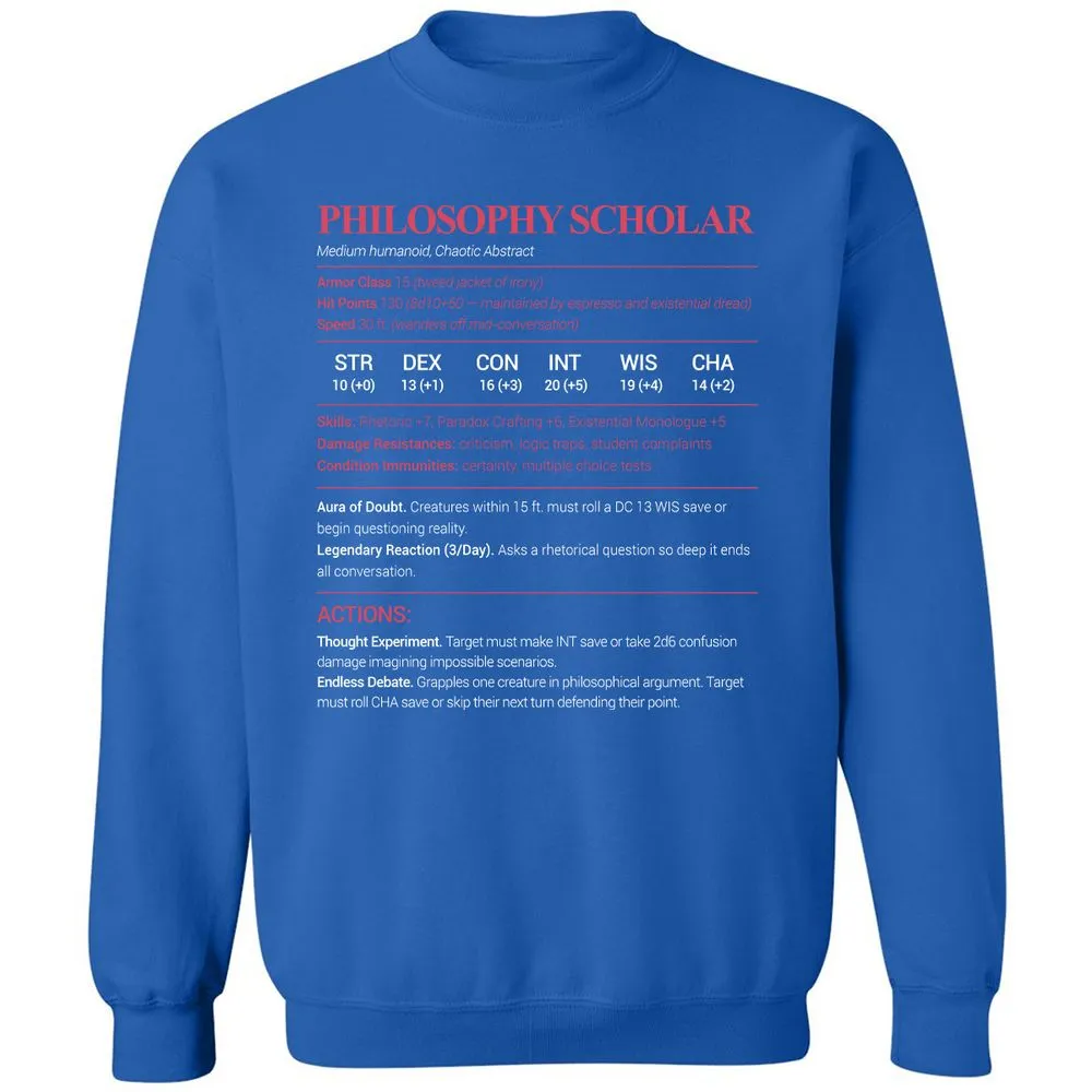 Philosophy Scholar Classic Unisex Sweatshirt - Royal - 9