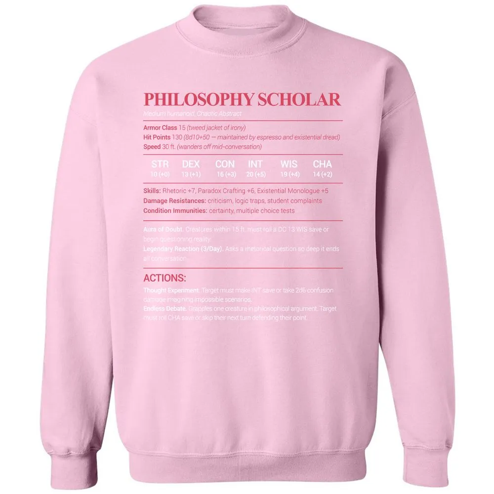 Philosophy Scholar Classic Unisex Sweatshirt - Light Pink - 3