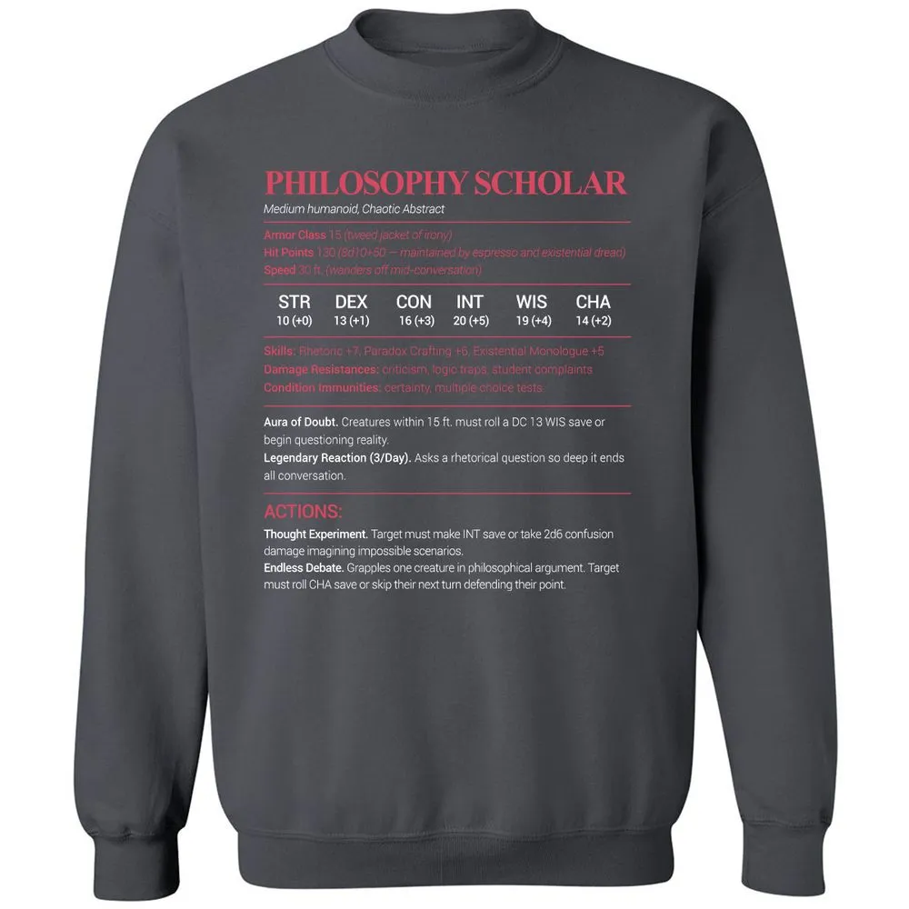 Philosophy Scholar Classic Unisex Sweatshirt - Charcoal - 7