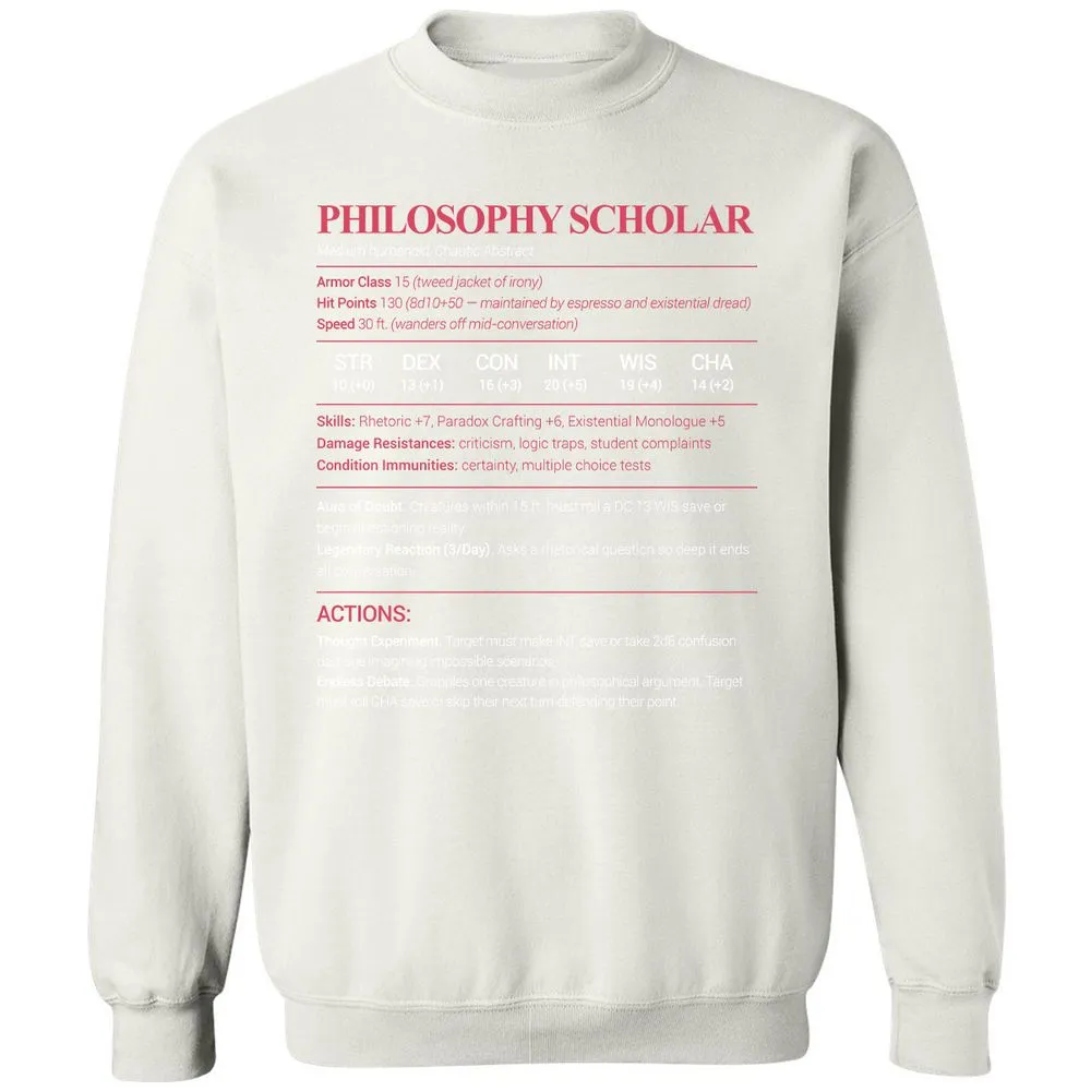 Philosophy Scholar Classic Unisex Sweatshirt - White - 12
