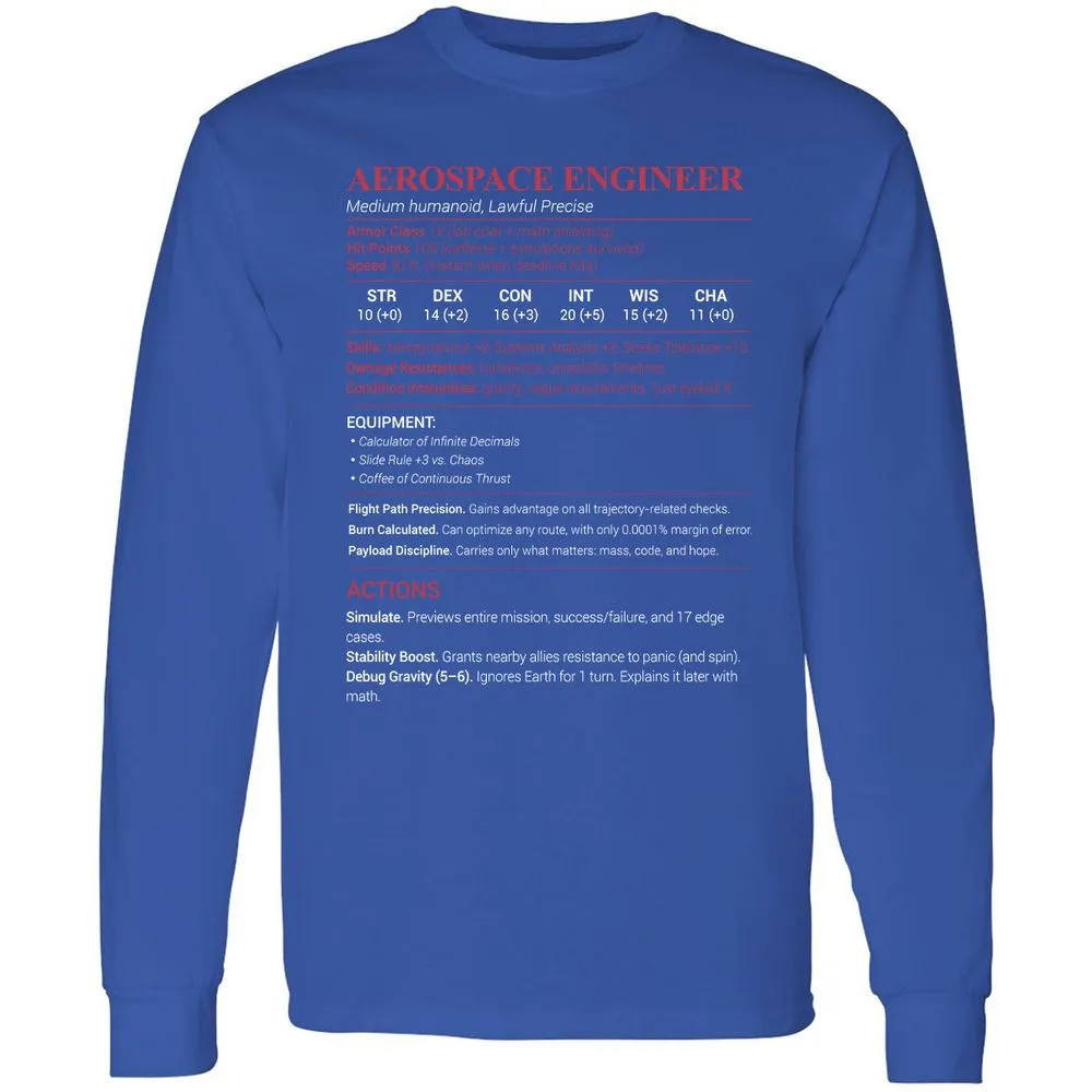 Aerospace Engineer Long Sleeve T-Shirt - Royal - 8