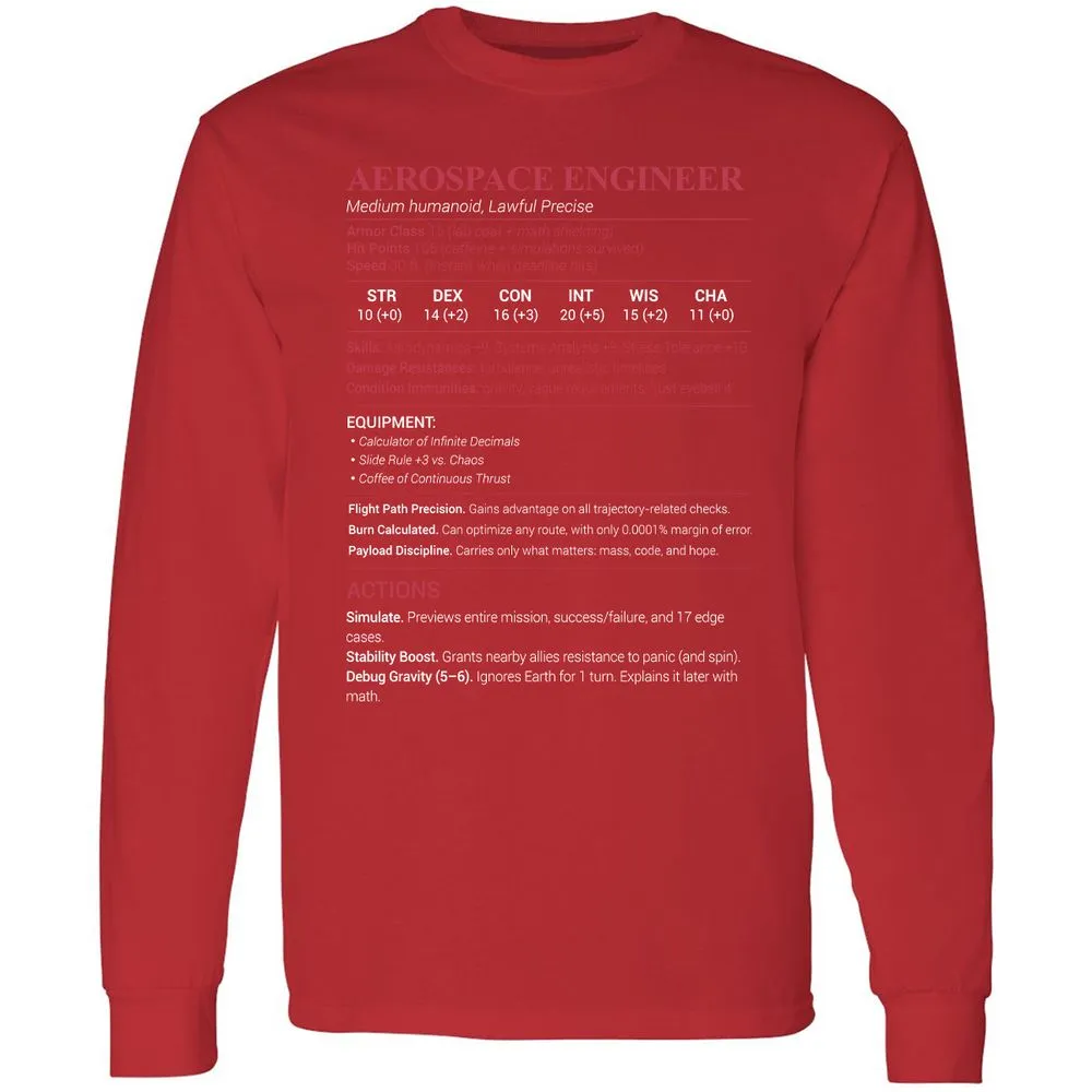 Aerospace Engineer Long Sleeve T-Shirt - Red - 14