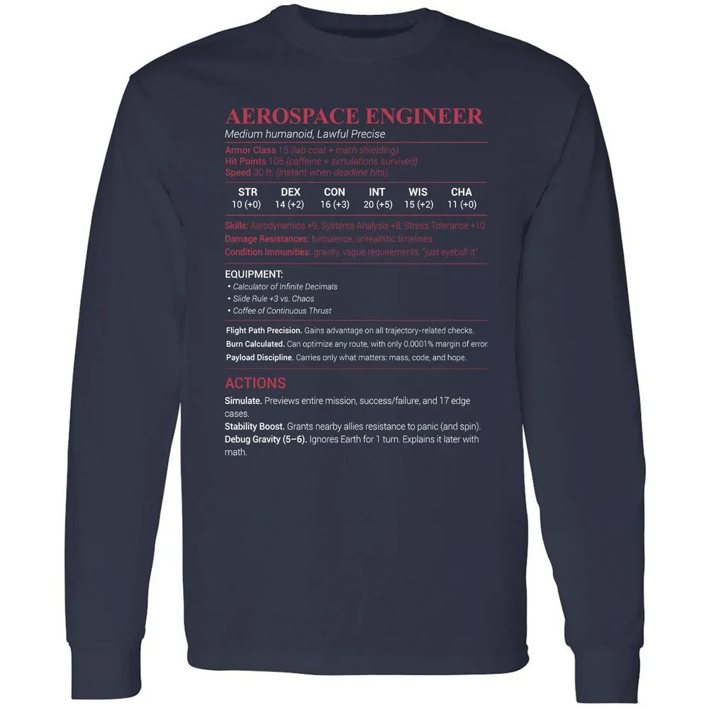 Aerospace Engineer Long Sleeve T-Shirt - Navy - 2