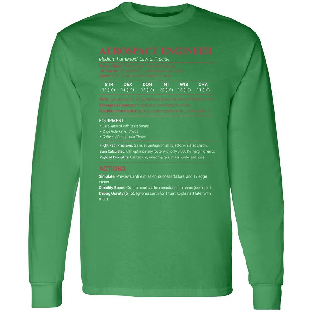 Aerospace Engineer Long Sleeve T-Shirt - Irish Green - 10