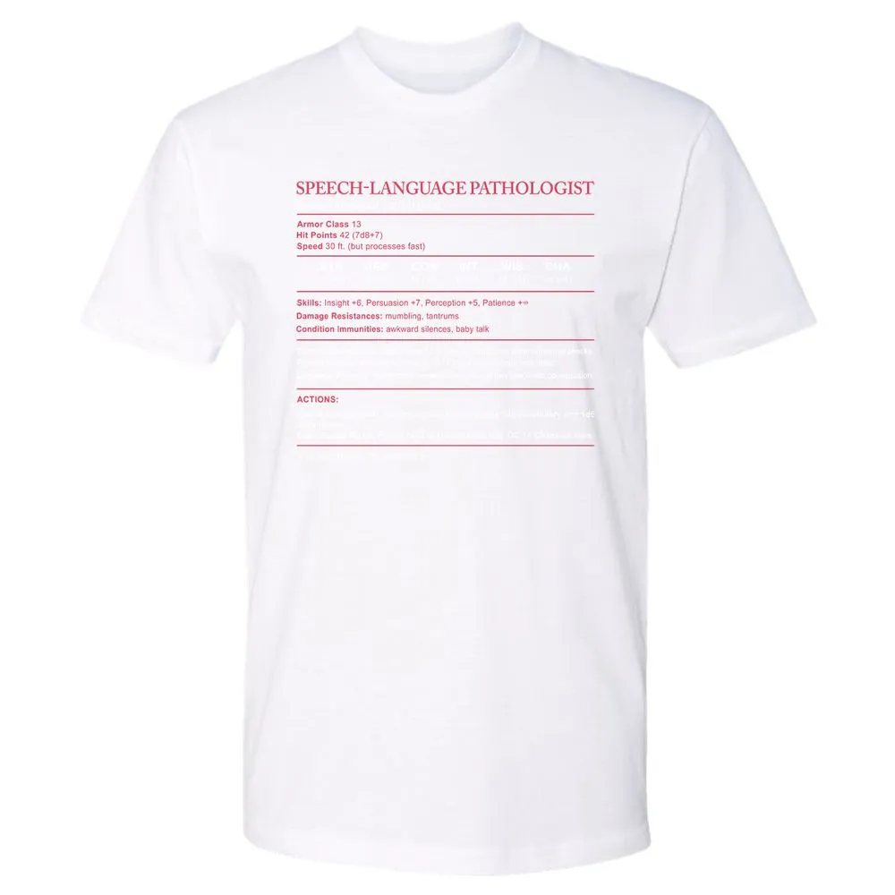 Speech Language Pathologist Stats Premium Unisex T-Shirt - White - 4