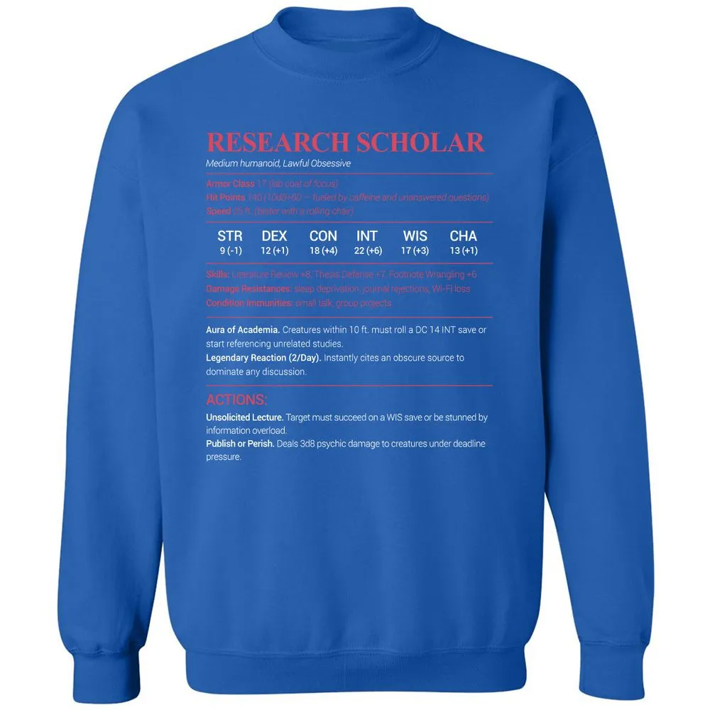Research Scholar Classic Unisex Sweatshirt - Royal - 9
