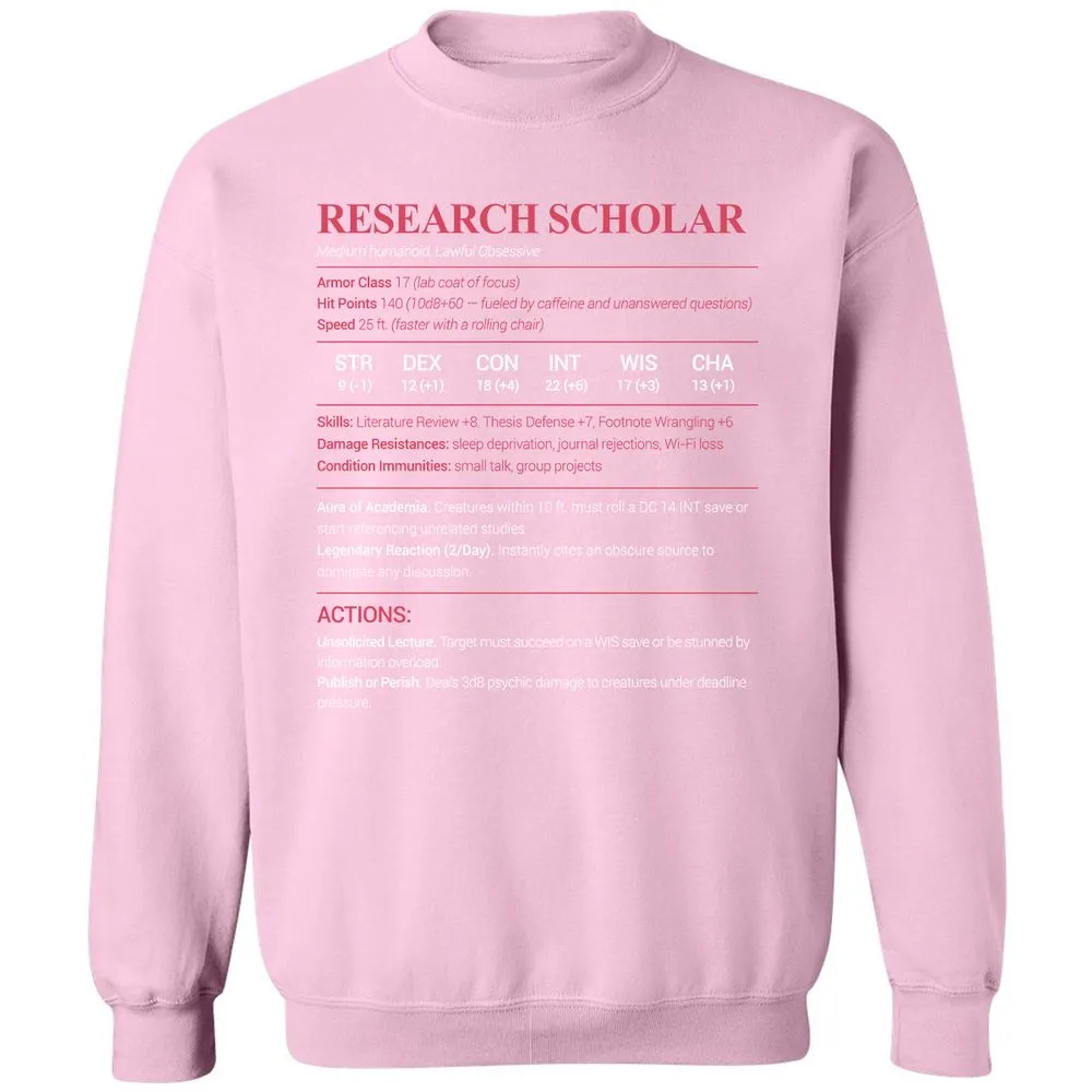 Research Scholar Classic Unisex Sweatshirt - Light Pink - 3