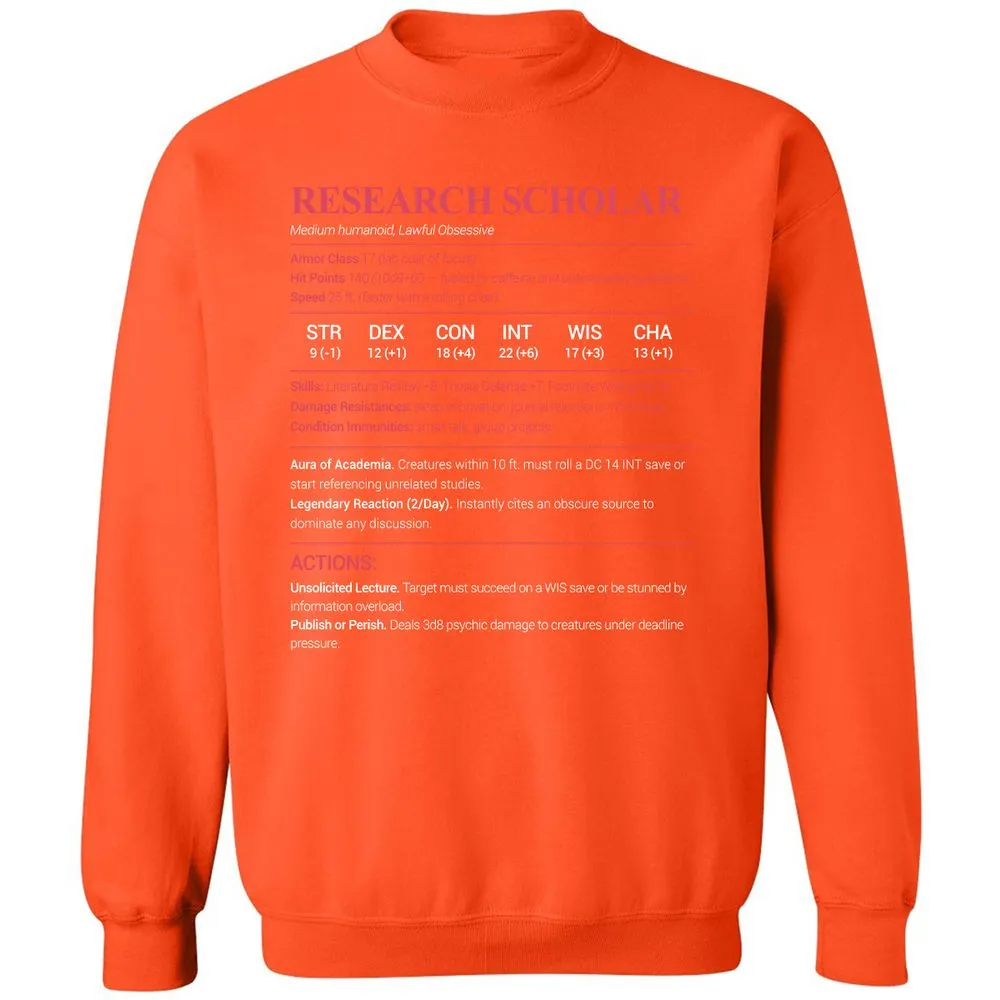 Research Scholar Classic Unisex Sweatshirt - Orange - 10