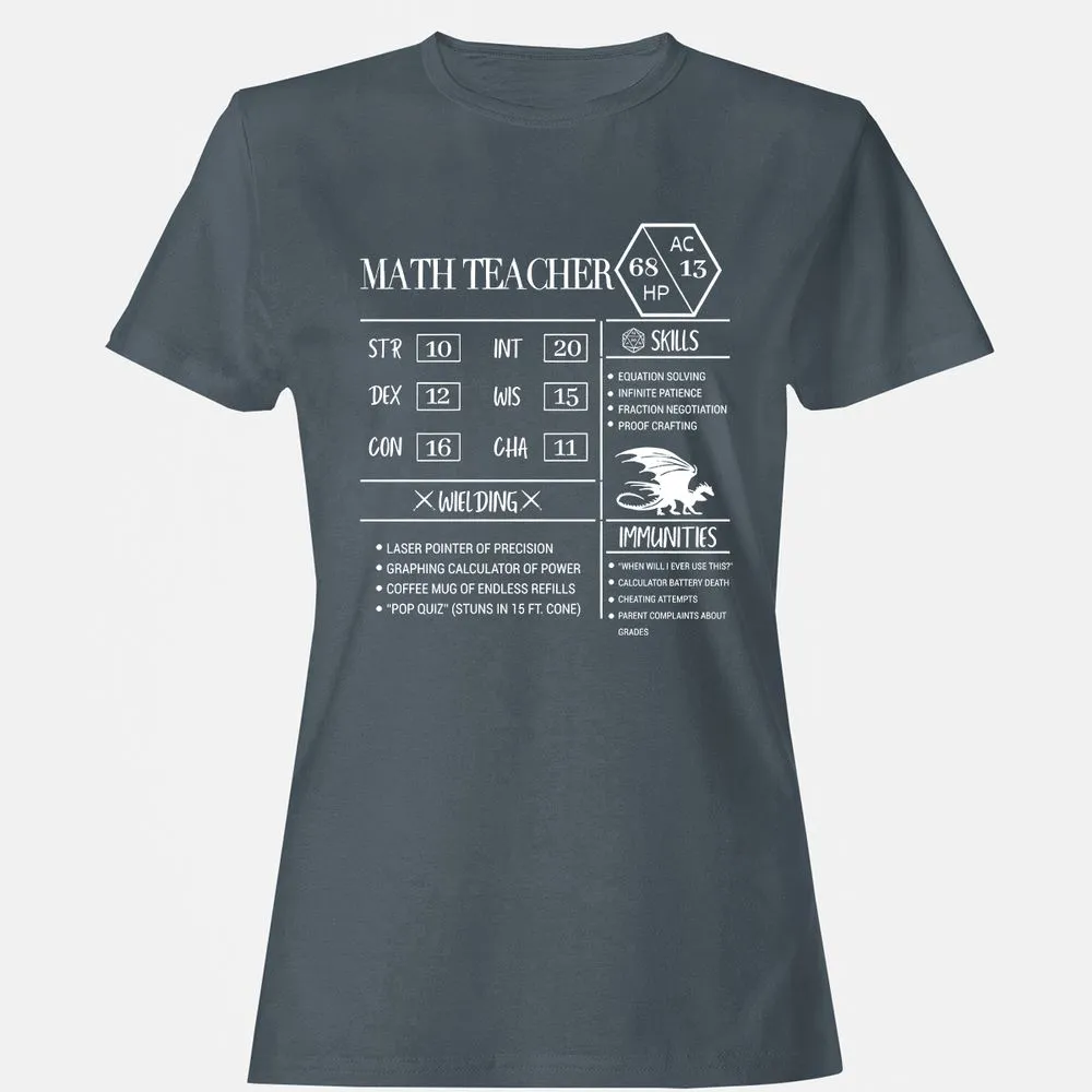 Math Teacher New Women's T-Shirt - Charcoal - 3