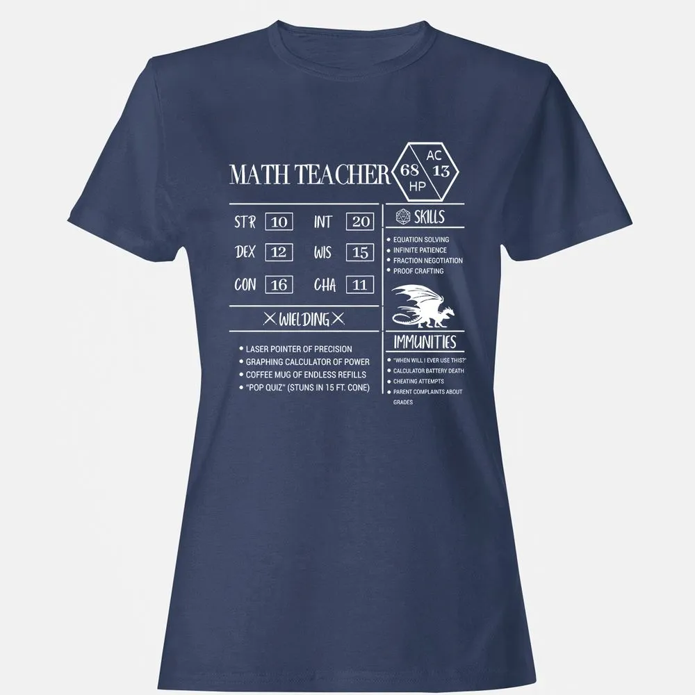 Math Teacher New Women's T-Shirt - Navy - 10