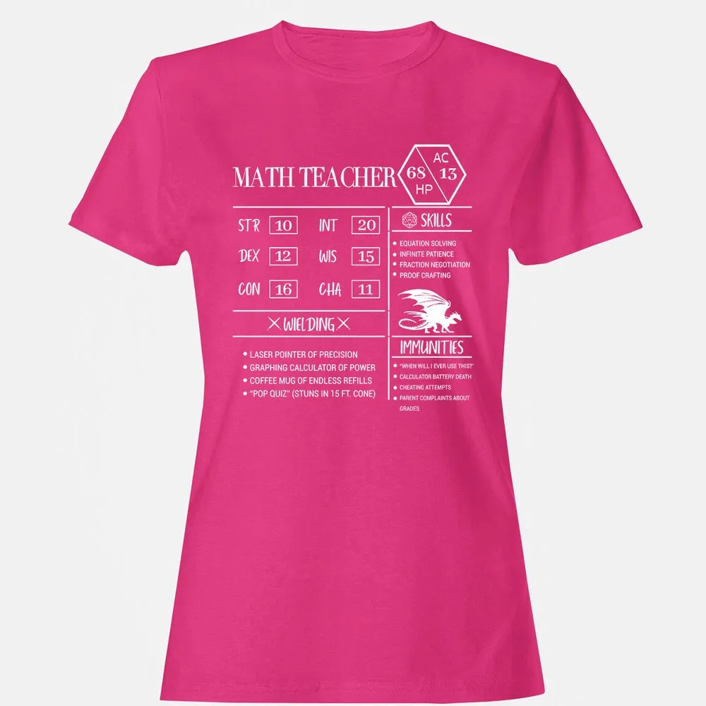 Math Teacher New Women's T-Shirt - Heliconia - 6