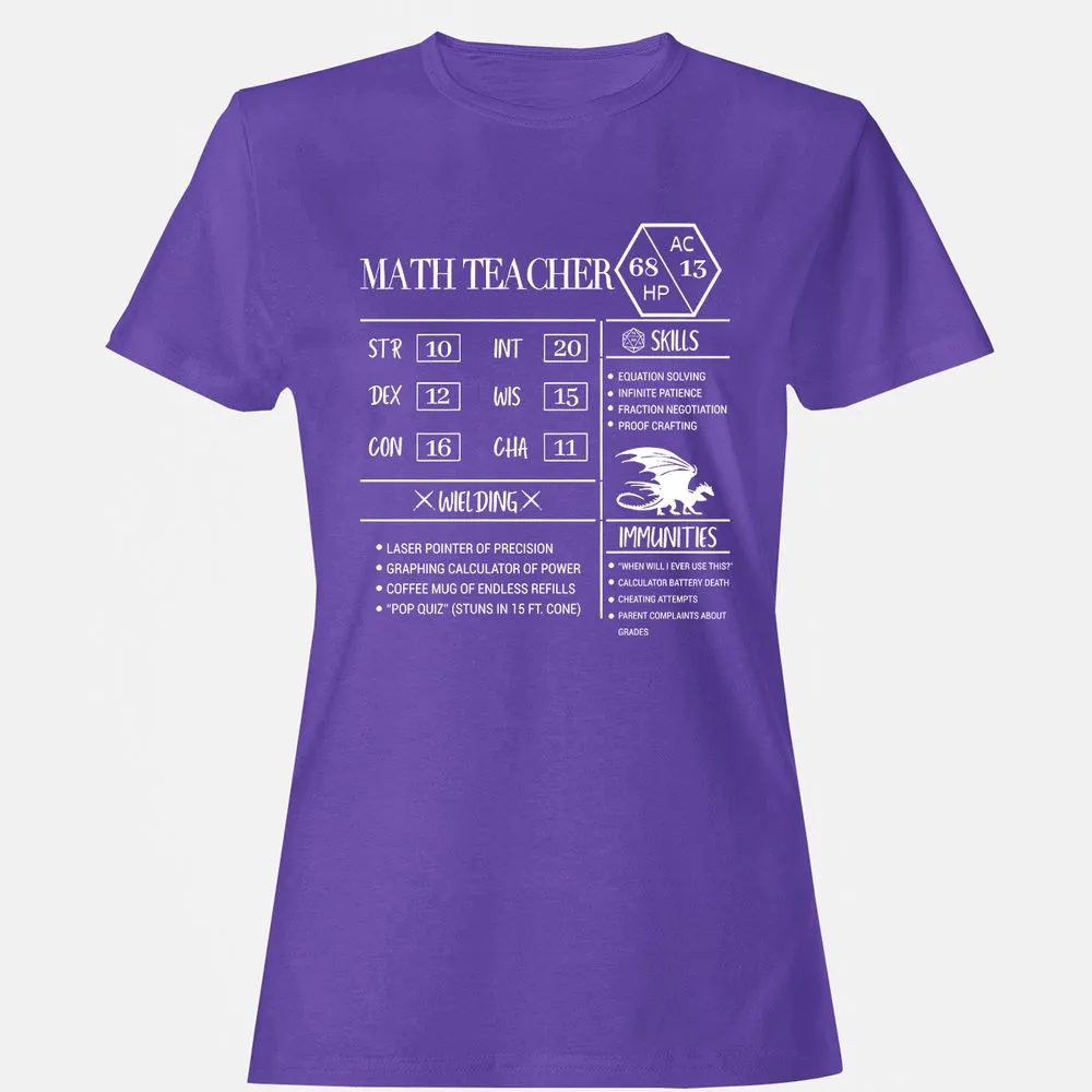 Math Teacher New Women's T-Shirt - Purple - 12