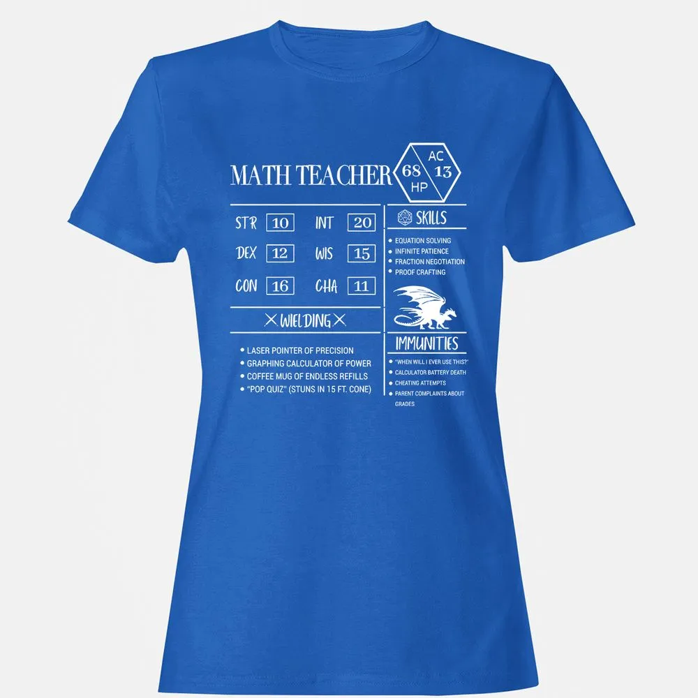 Math Teacher New Women's T-Shirt - Royal - 14