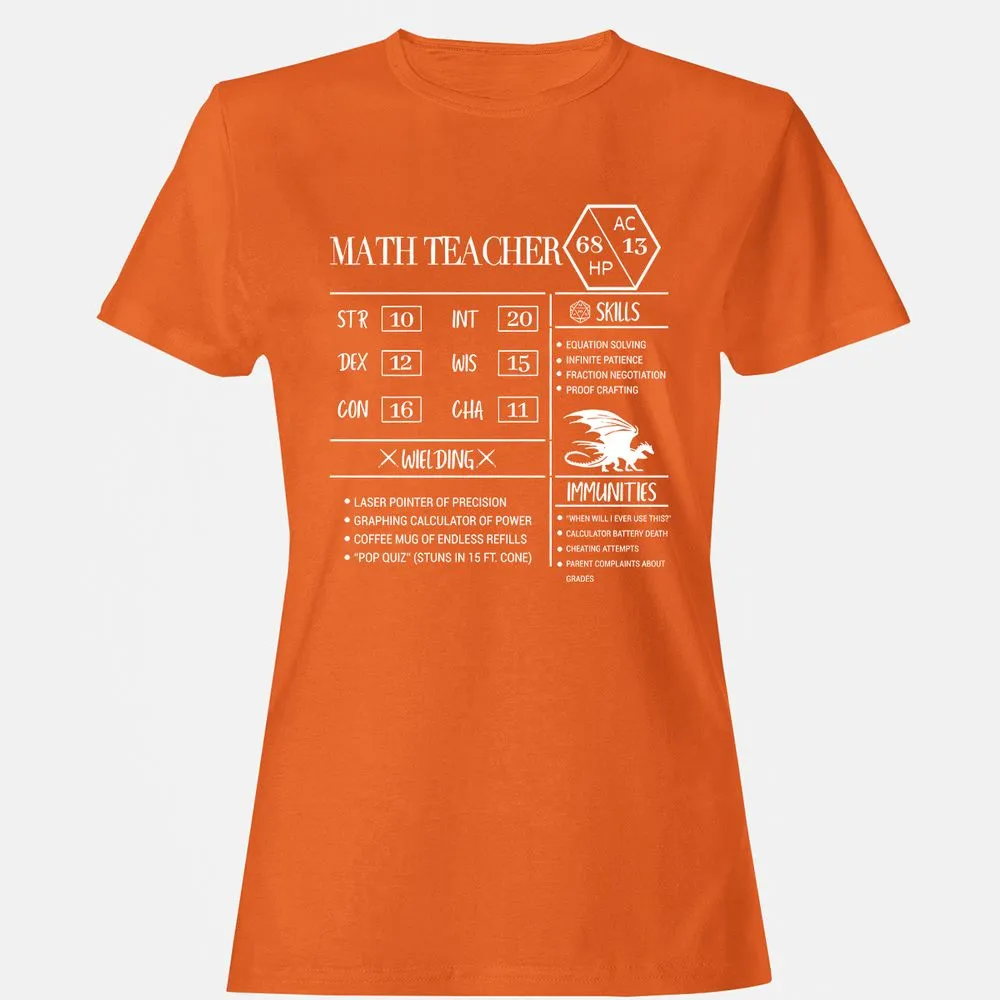 Math Teacher New Women's T-Shirt - Orange - 11