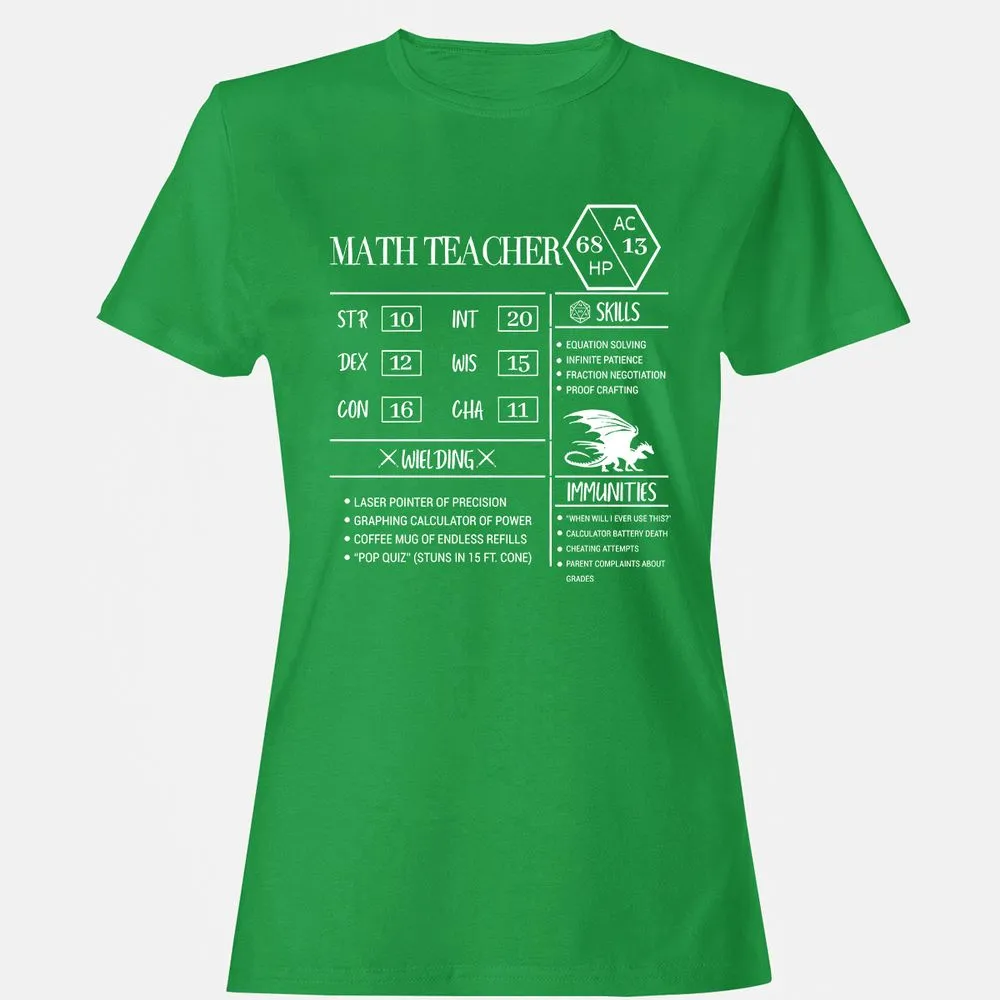 Math Teacher New Women's T-Shirt - Irish Green - 7
