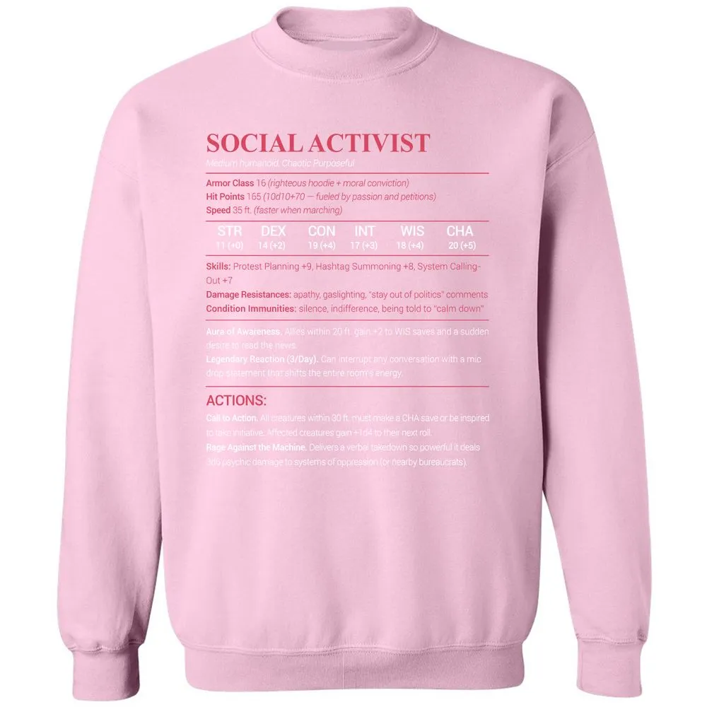 Social Activist Classic Unisex Sweatshirt - Light Pink - 3