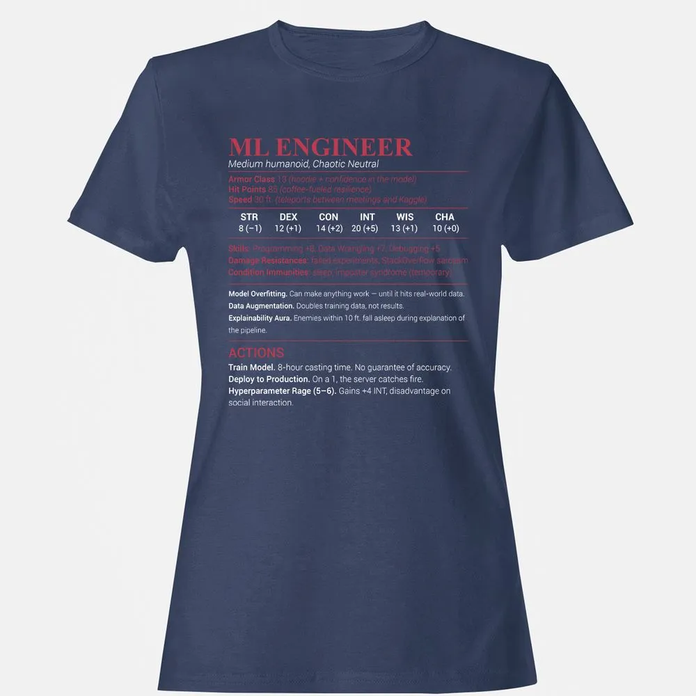 ML Engineer Women's T-Shirt - Navy - 10