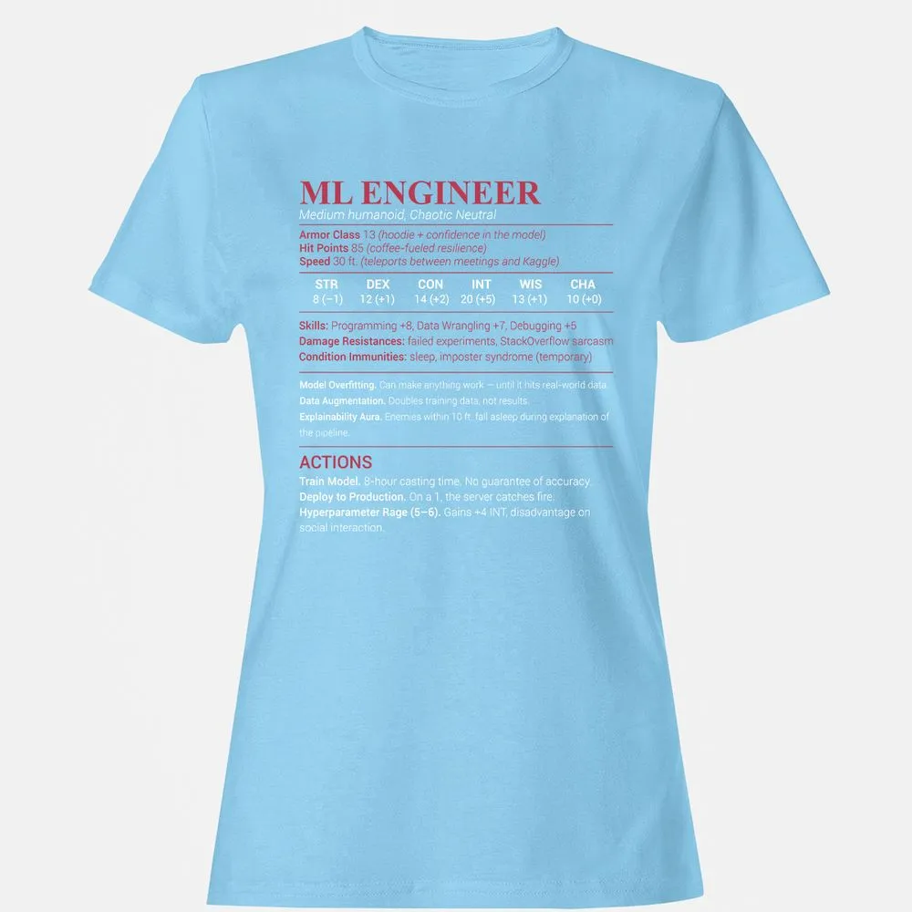 ML Engineer Women's T-Shirt - Light Blue - 8