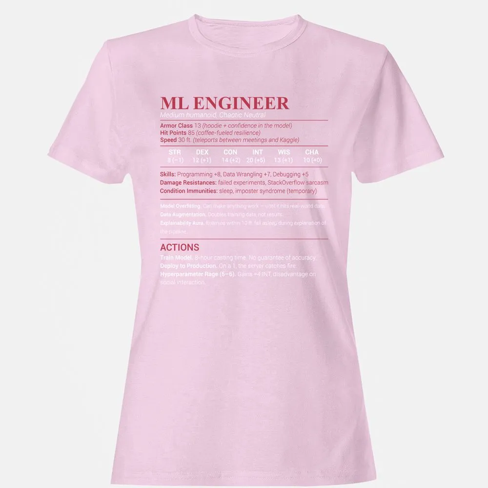 ML Engineer Women's T-Shirt - Light Pink - 9