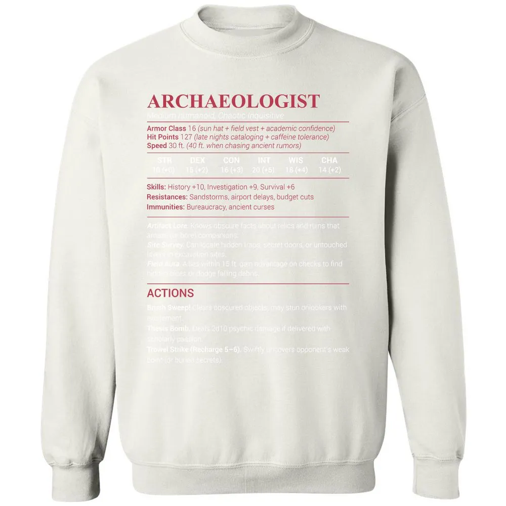 ARCHAEOLOGIST Classic Unisex Sweatshirt - White - 12