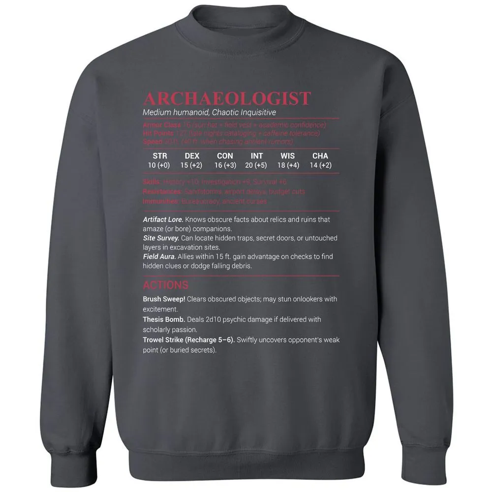 ARCHAEOLOGIST Classic Unisex Sweatshirt - Charcoal - 7