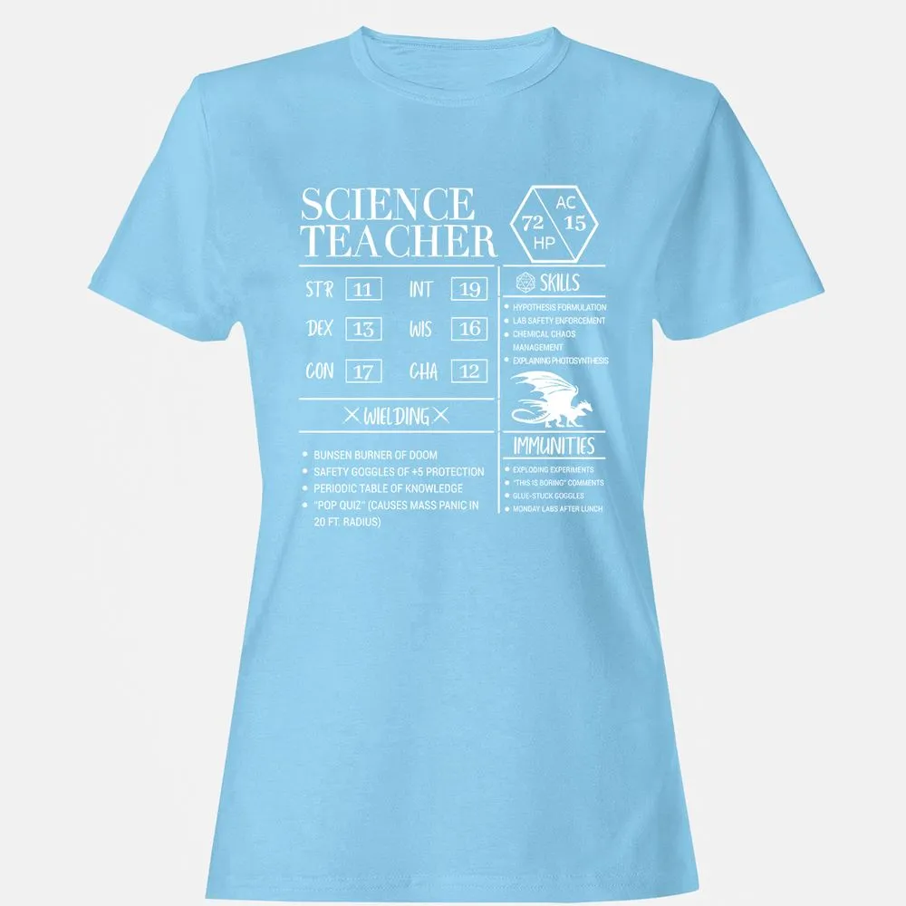 Science Teacher New Women's T-Shirt - Light Blue - 8