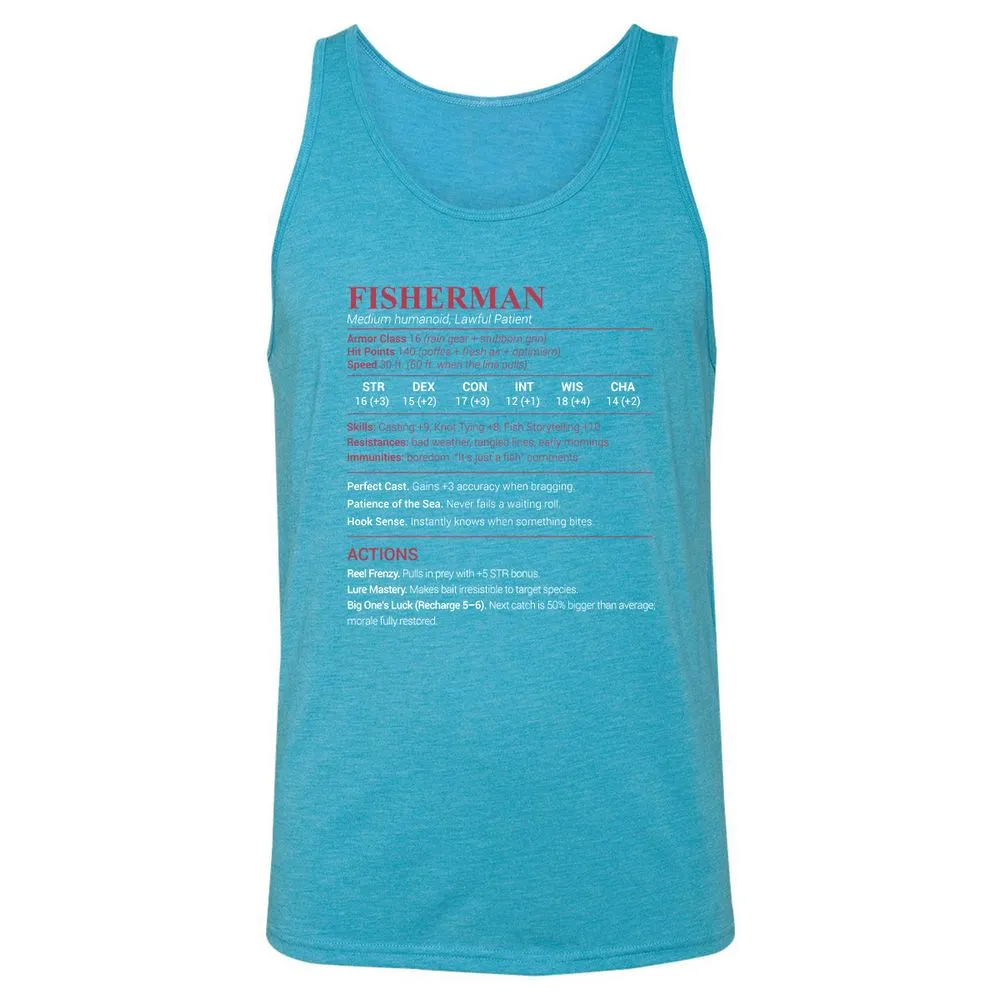 Fisherman Stats Unisex Jersey Tank - Aqua Triblend - 3