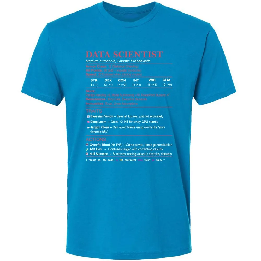 Data Scientist Stats Premium Unisex T-Shirt - Turquoise - 16