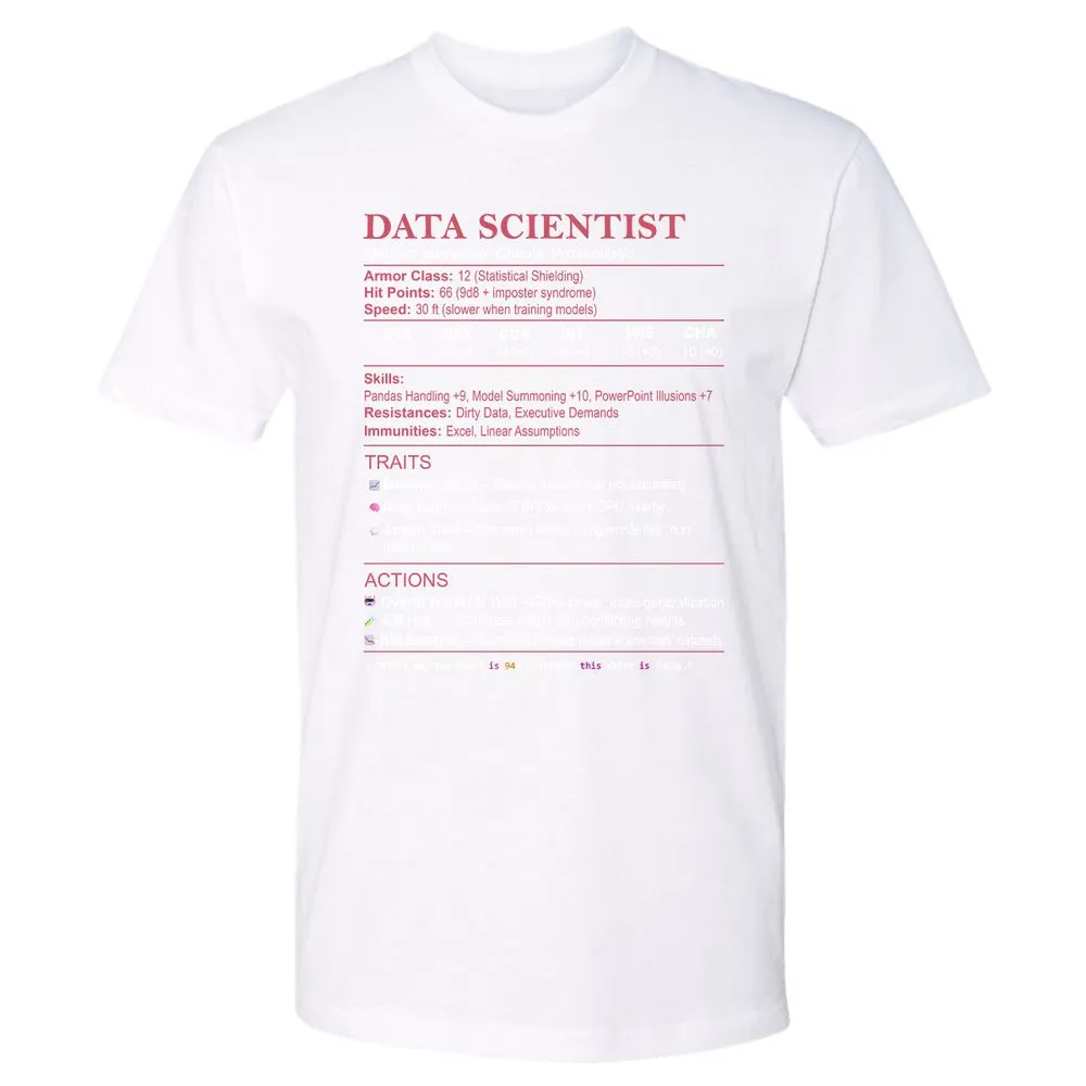 Data Scientist Stats Premium Unisex T-Shirt - White - 4