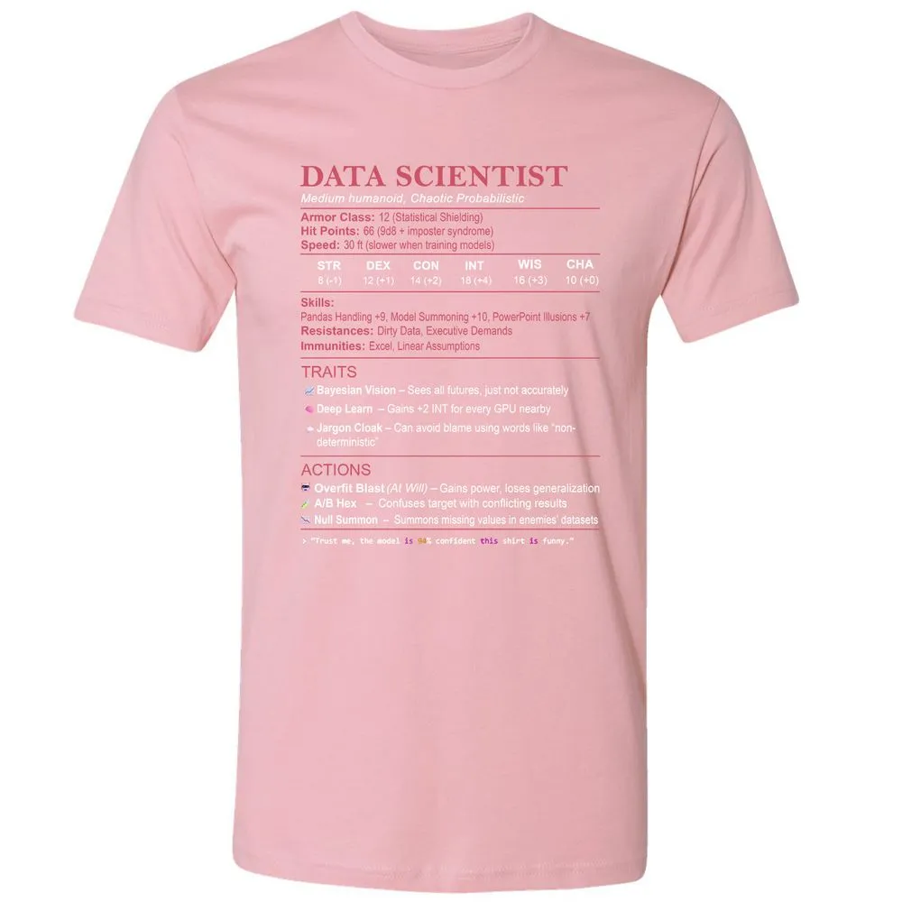 Data Scientist Stats Premium Unisex T-Shirt - Light Pink - 3