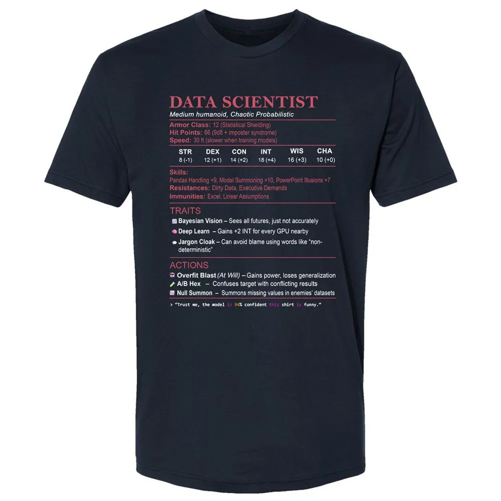 Data Scientist Stats Premium Unisex T-Shirt - Midnight Navy - 2
