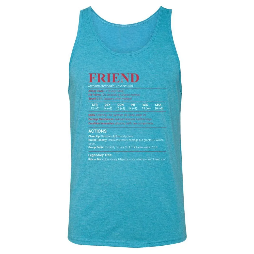 Friend Stats Unisex Jersey Tank - Aqua Triblend - 3