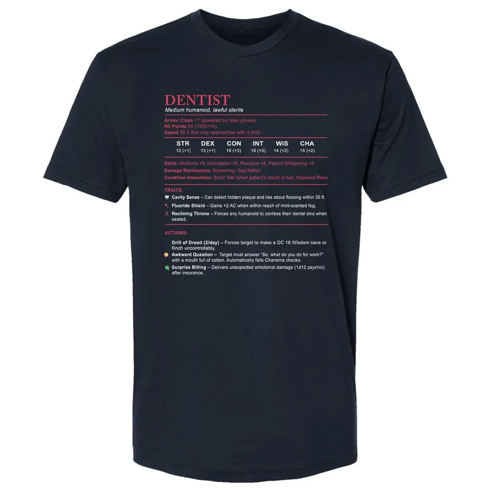 Dentist Stats Premium Unisex T-Shirt - Midnight Navy - 2