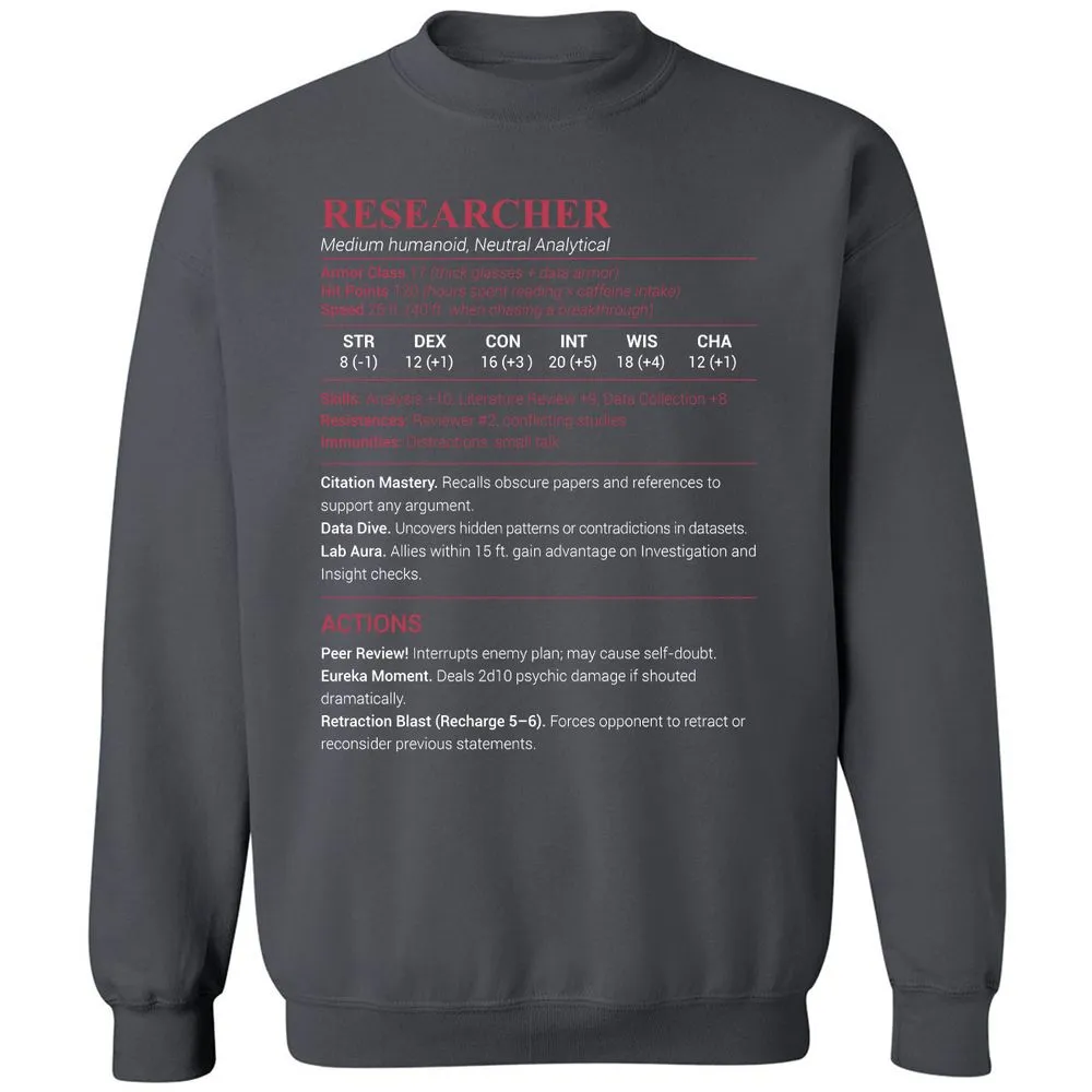 Researcher Stats Classic Unisex Sweatshirt - Charcoal - 7
