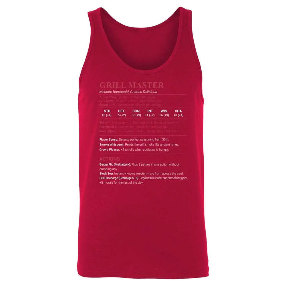 Grill Master Unisex Jersey Tank - Red - 11