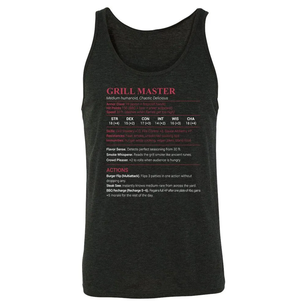 Grill Master Unisex Jersey Tank - Charcoal Black Triblend - 5