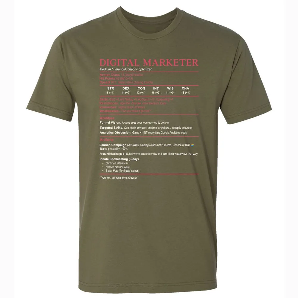 Digital Marketer Stats Premium Unisex T-Shirt - Military Green - 5