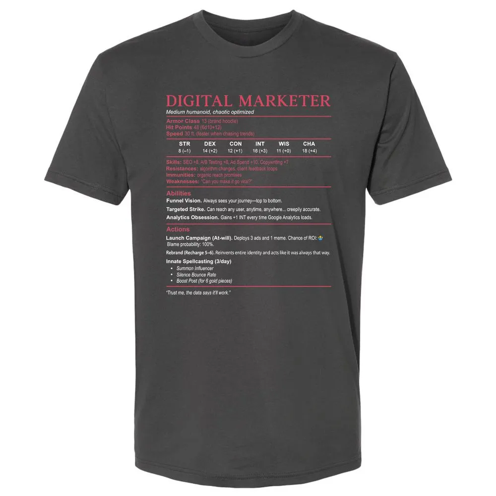 Digital Marketer Stats Premium Unisex T-Shirt - Heavy Metal - 8
