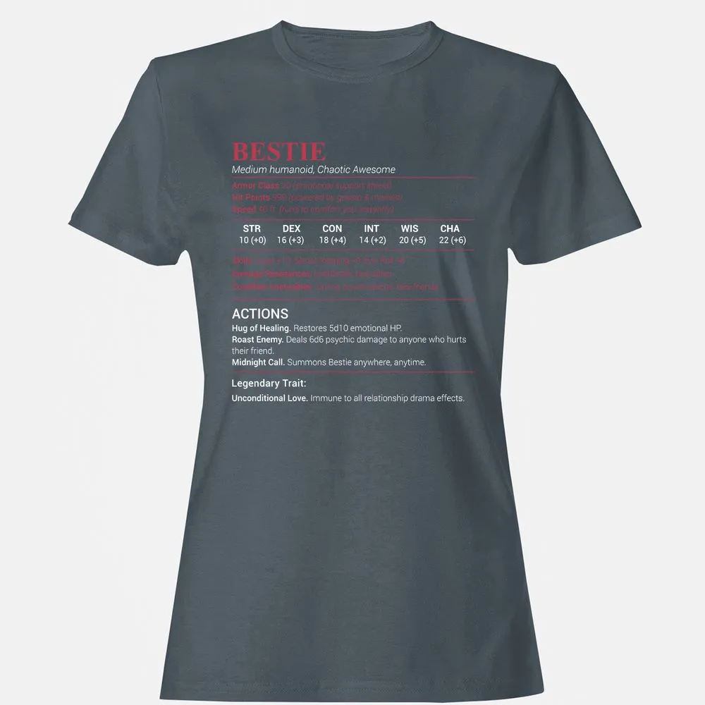 Bestie Stats Women's T-Shirt - Charcoal - 3