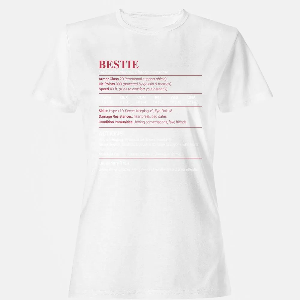 Bestie Stats Women's T-Shirt - White - 16