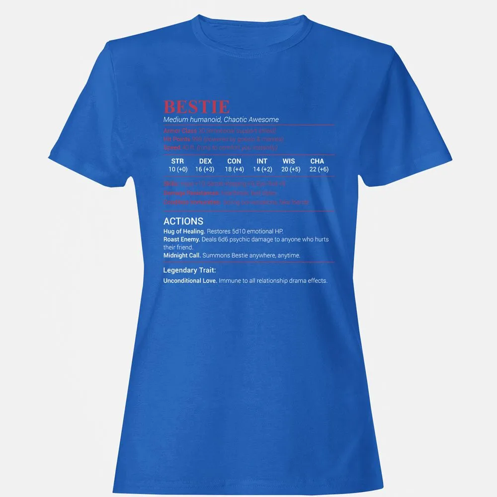 Bestie Stats Women's T-Shirt - Royal - 14