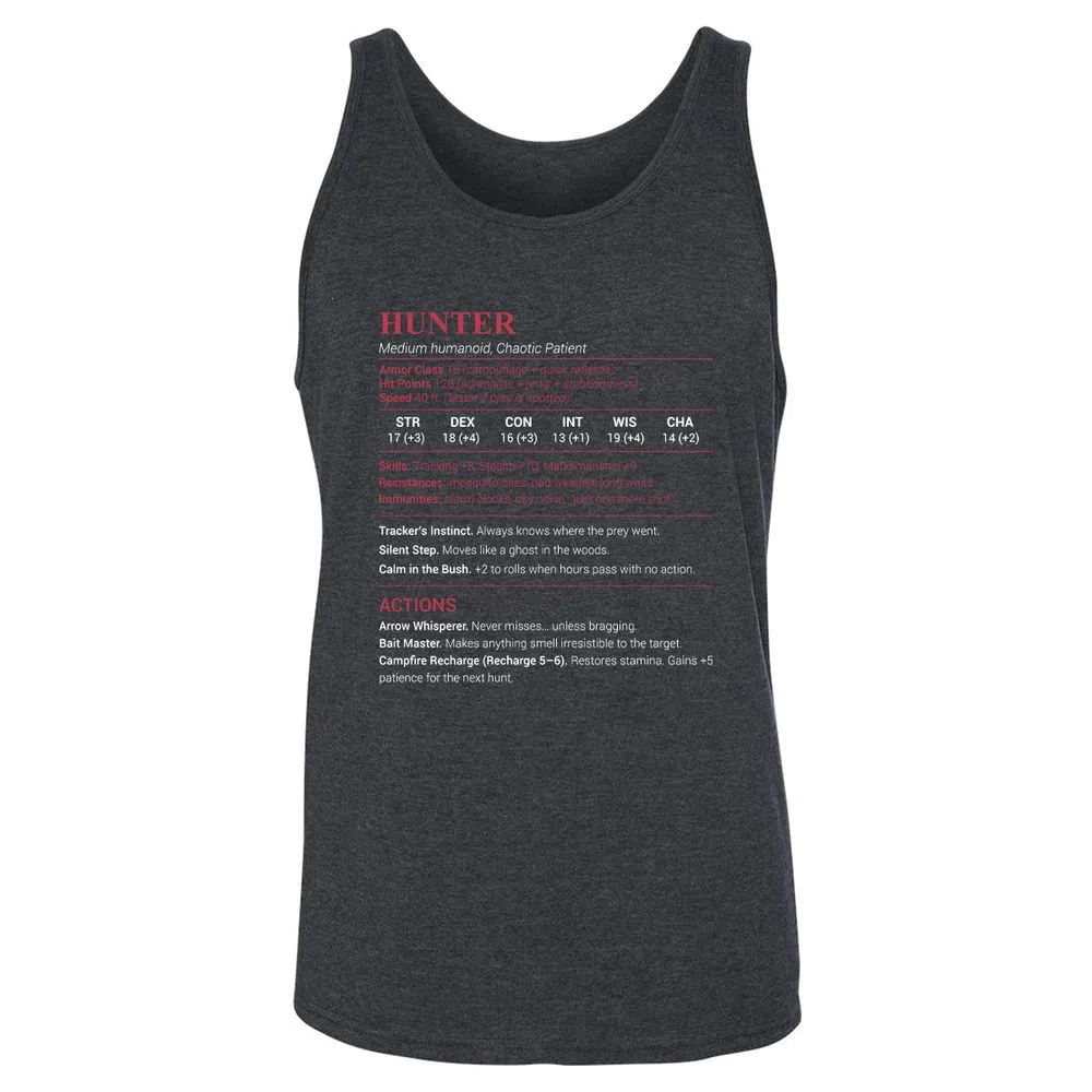 Hunter Stats Unisex Jersey Tank - Dark Grey Heather - 6