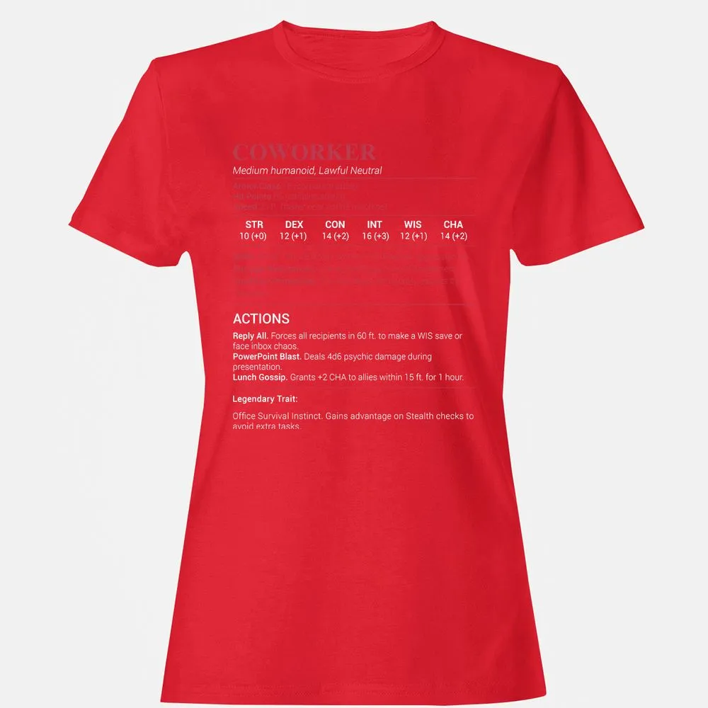Coworker Stats Women's T-Shirt - Red - 13