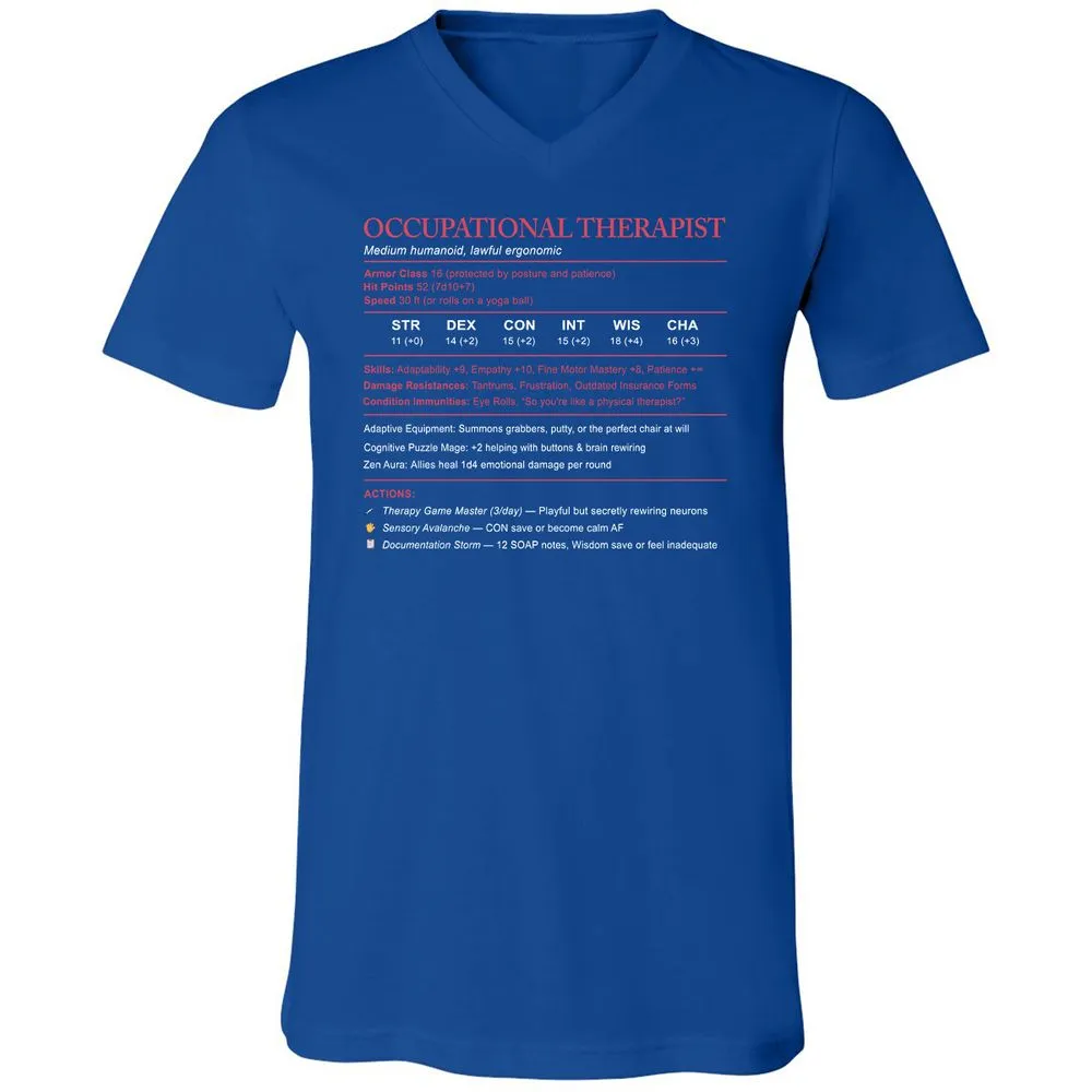Occupational Therapist Stats Unisex V-Neck T-Shirt - True Royal - 4