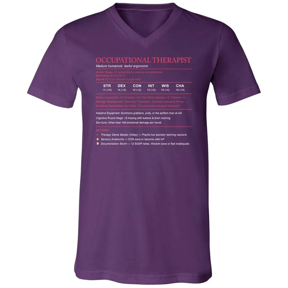Occupational Therapist Stats Unisex V-Neck T-Shirt - Team Purple - 9