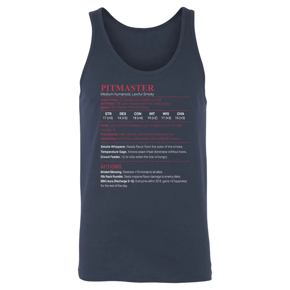Pitmaster Stats Unisex Jersey Tank - Navy - 2