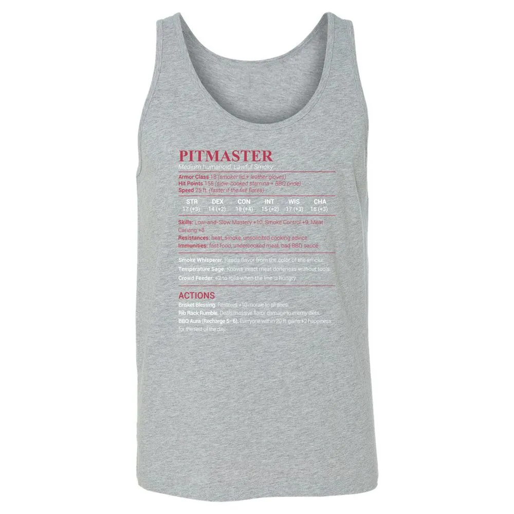 Pitmaster Stats Unisex Jersey Tank - Athletic Heather - 4