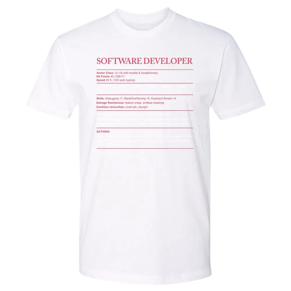 Software Developer Stats Premium Unisex T-Shirt - White - 4